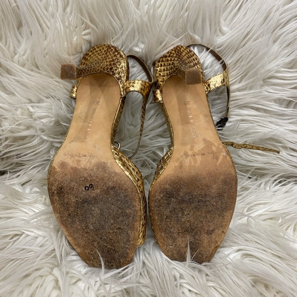 RARE Gold Alligator Strappy Manolo Blahnick - Picture 5 of 5